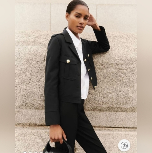 Reiss Black Jaque Cropped Jacket 6 $ 440 - Picture 5 of 8